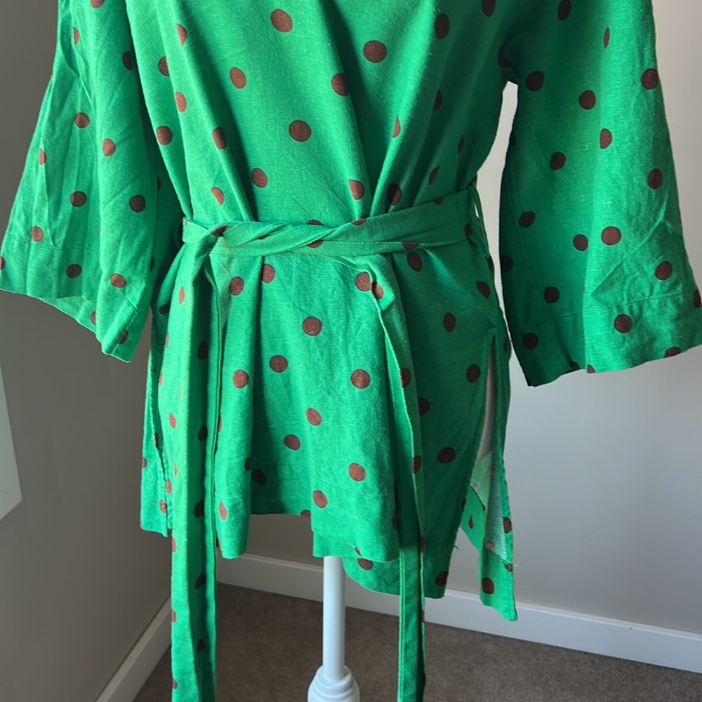 Zara Polka Dot Linen Tunic - Picture 4 of 13
